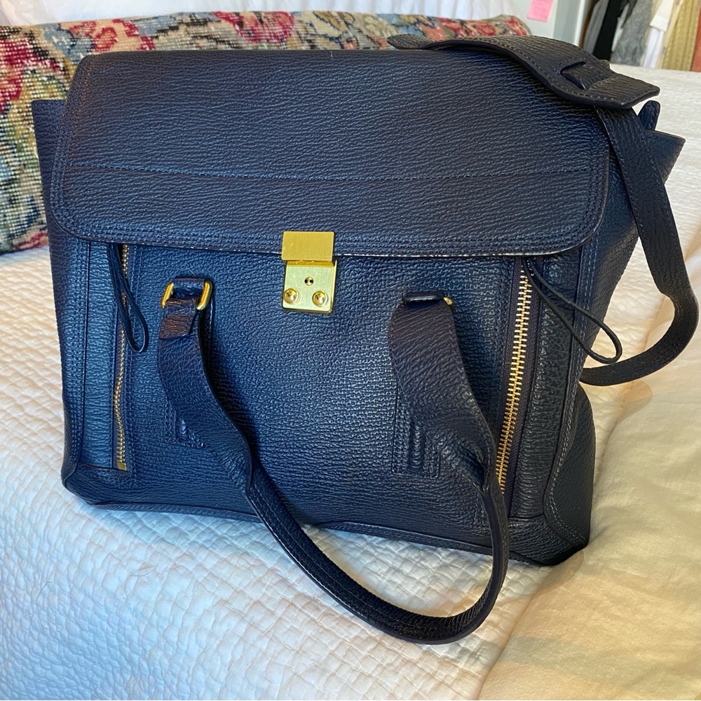 3.1 Phillip Lim Navy Large Satchel Bag - Picture 7 of 9